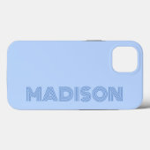 Coques Case-Mate iPhone Monogramme bleu moderne simple et tendance (Verso (horizontal))