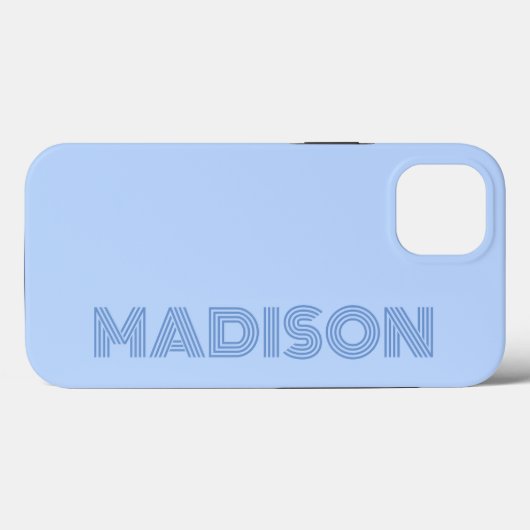 Coques Case-Mate iPhone Monogramme bleu moderne simple et tendance (Verso (horizontal))