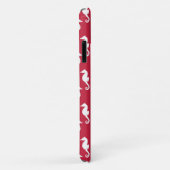 Coques Case-Mate iPhone Monogramme bleu Motif de cheval rouge unique (Dos/Droite)