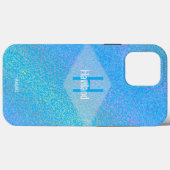 Coques Case-Mate iPhone Monogramme bleu Mottled Casemate iPhone HAMbyWG (Verso (horizontal))