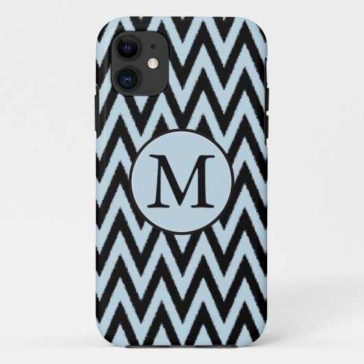 Coques Case-Mate iPhone Monogramme bleu noir Chevron (Dos)
