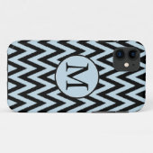 Coques Case-Mate iPhone Monogramme bleu noir Chevron (Dos (Horizontal))