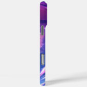 Coques Case-Mate iPhone Monogramme bleu opalescent violet strié iridescent (Verso / Droite)