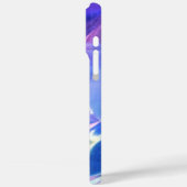 Coques Case-Mate iPhone Monogramme bleu opalescent violet strié iridescent (Verso / Gauche)