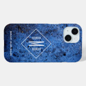 Coques Case-Mate iPhone Monogramme bleu personnalisé (Verso (horizontal))