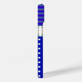 Coques Case-Mate iPhone Monogramme bleu, points de polka et rayures (Verso / Droite)