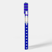 Coques Case-Mate iPhone Monogramme bleu, points de polka et rayures (Verso / Gauche)