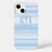 Coques Case-Mate iPhone Monogramme Bleu rayures (Verso)