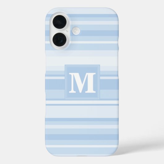 Coques Case-Mate iPhone Monogramme Bleu rayures (Verso)