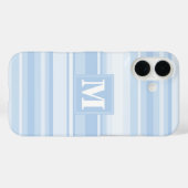 Coques Case-Mate iPhone Monogramme Bleu rayures (Verso (horizontal))