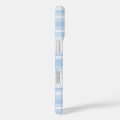 Coques Case-Mate iPhone Monogramme Bleu rayures (Verso / Droite)