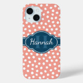 Coques Case-Mate iPhone Monogramme bleu rose et blanc Pois (Verso)