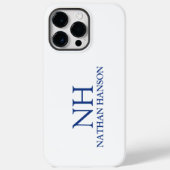 Coques Case-Mate iPhone Monogramme bleu simple moderne (Verso)