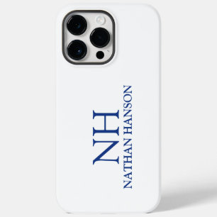 Coque Pour Pour iPhone 14 Pro Max Monogramme bleu simple moderne