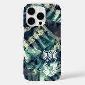 Coques Case-Mate iPhone Monogramme bleu turquoise crème rayure nautique ab (Verso)