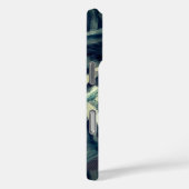 Coques Case-Mate iPhone Monogramme bleu turquoise crème rayure nautique ab (Verso / Droite)