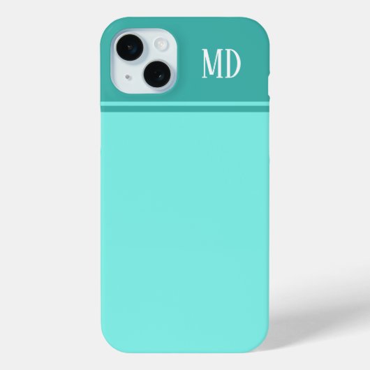 Coques Case-Mate iPhone Monogramme bleu Turquoise simple et joli (Verso)