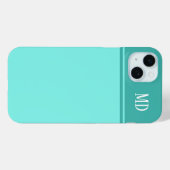 Coques Case-Mate iPhone Monogramme bleu Turquoise simple et joli (Verso (horizontal))
