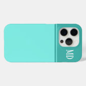 Coques Case-Mate iPhone Monogramme bleu Turquoise simple et joli (Verso (horizontal))