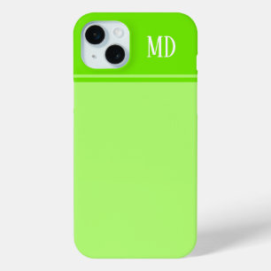 Coque iPhone 15 Mini Monogramme bleu Turquoise simple et joli