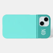 Coques Case-Mate iPhone Monogramme bleu Turquoise simple et joli (Verso (horizontal))