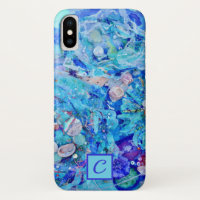 Monogramme bleu turquoise sous-marin