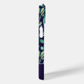Coques Case-Mate iPhone Monogramme Bleu Vert Aquarelle Motif botanique (Verso / Droite)