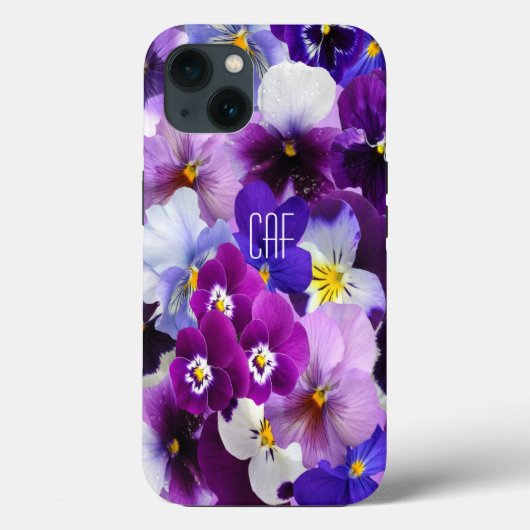 Coques Case-Mate iPhone Monogramme bleu violet blanc Pansement floral (Verso)