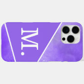 Coques Case-Mate iPhone Monogramme bleu violet moderne (Verso (horizontal))