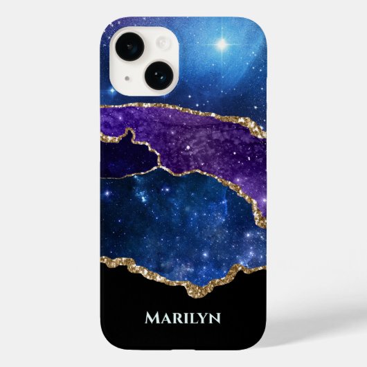 Coques Case-Mate iPhone Monogramme bleu violet noir étoile (Verso)