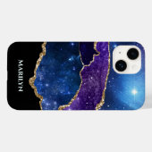 Coques Case-Mate iPhone Monogramme bleu violet noir étoile (Verso (horizontal))