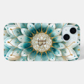 Coques Case-Mate iPhone Monogramme Blue Turquoise or Floral Mandala (Verso (horizontal))