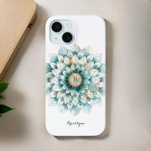 Coques Case-Mate iPhone Monogramme Blue Turquoise or Floral Mandala