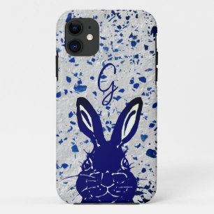 Case-Mate iPhone Case Monogramme Blue White Rabin Terrazzo Cute Bunny