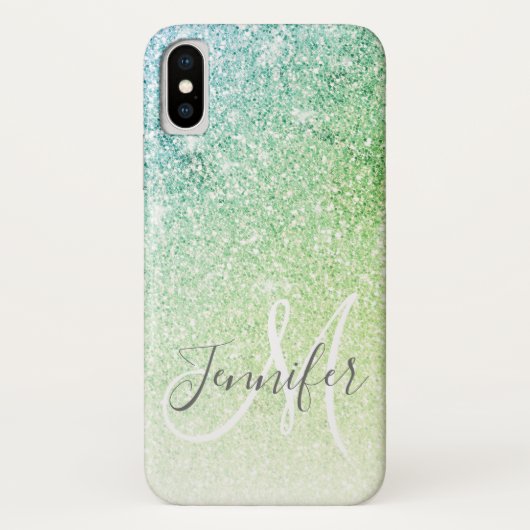 Coques Case-Mate iPhone Monogramme Blush Parties scintillant Bleu Fille No (Dos)