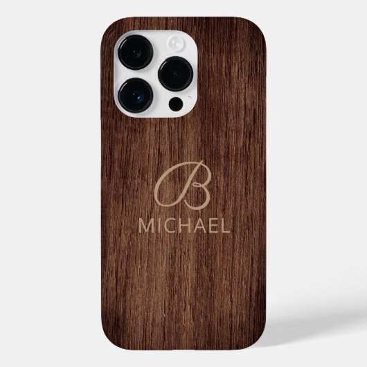 Coques Case-Mate iPhone Monogramme Bois Bois Rustique Nom personnalisé (Verso)