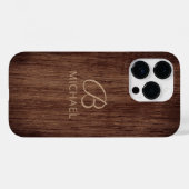 Coques Case-Mate iPhone Monogramme Bois Bois Rustique Nom personnalisé (Verso (horizontal))