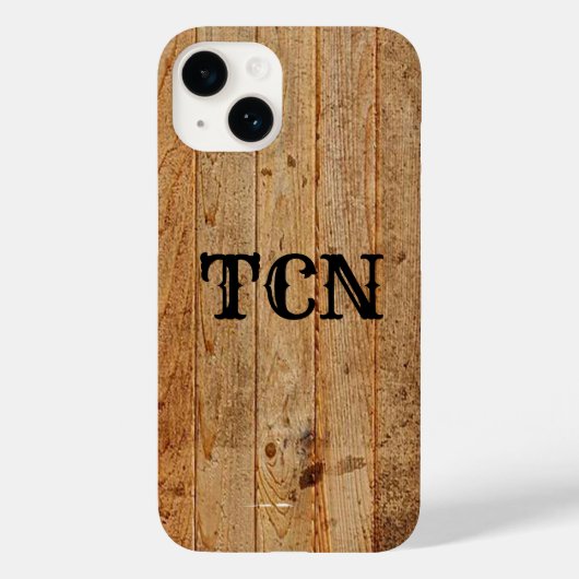 Coques Case-Mate iPhone Monogramme Bois rustique Pays Brown Noir (Verso)