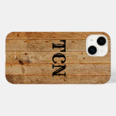 Coques Case-Mate iPhone Monogramme Bois rustique Pays Brown Noir (Verso (horizontal))