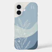Coques Case-Mate iPhone Monogramme botanique bleu foncé (Verso)