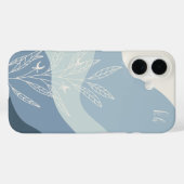 Coques Case-Mate iPhone Monogramme botanique bleu foncé (Verso (horizontal))