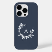 Coques Case-Mate iPhone Monogramme botanique bleu marine initial (Verso)