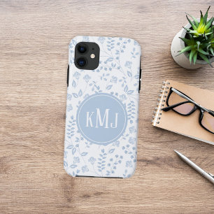 Case-Mate iPhone Case Monogramme Botanique Bleu Simple Motif Floral