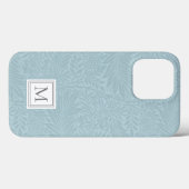 Coques Case-Mate iPhone Monogramme Botanique Floral Bleu Clair Élégant (Verso (horizontal))