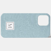 Coques Case-Mate iPhone Monogramme botanique floral bleu élégant (Verso (horizontal))