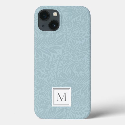 Coques Case-Mate iPhone Monogramme botanique floral bleu élégant (Verso)