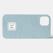 Coques Case-Mate iPhone Monogramme botanique floral bleu élégant (Verso (horizontal))