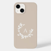 Coques Case-Mate iPhone Monogramme botanique Taupe beige neutre initiale (Verso)