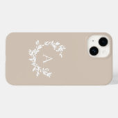 Coques Case-Mate iPhone Monogramme botanique Taupe beige neutre initiale (Verso (horizontal))
