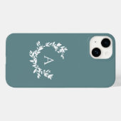 Coques Case-Mate iPhone Monogramme botanique Turquoise Turquoise initial (Verso (horizontal))